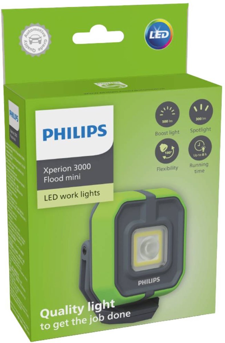 Mini lampe de travail Philips Xperion 3000 Flood noir - 500 lumens LED puissantes