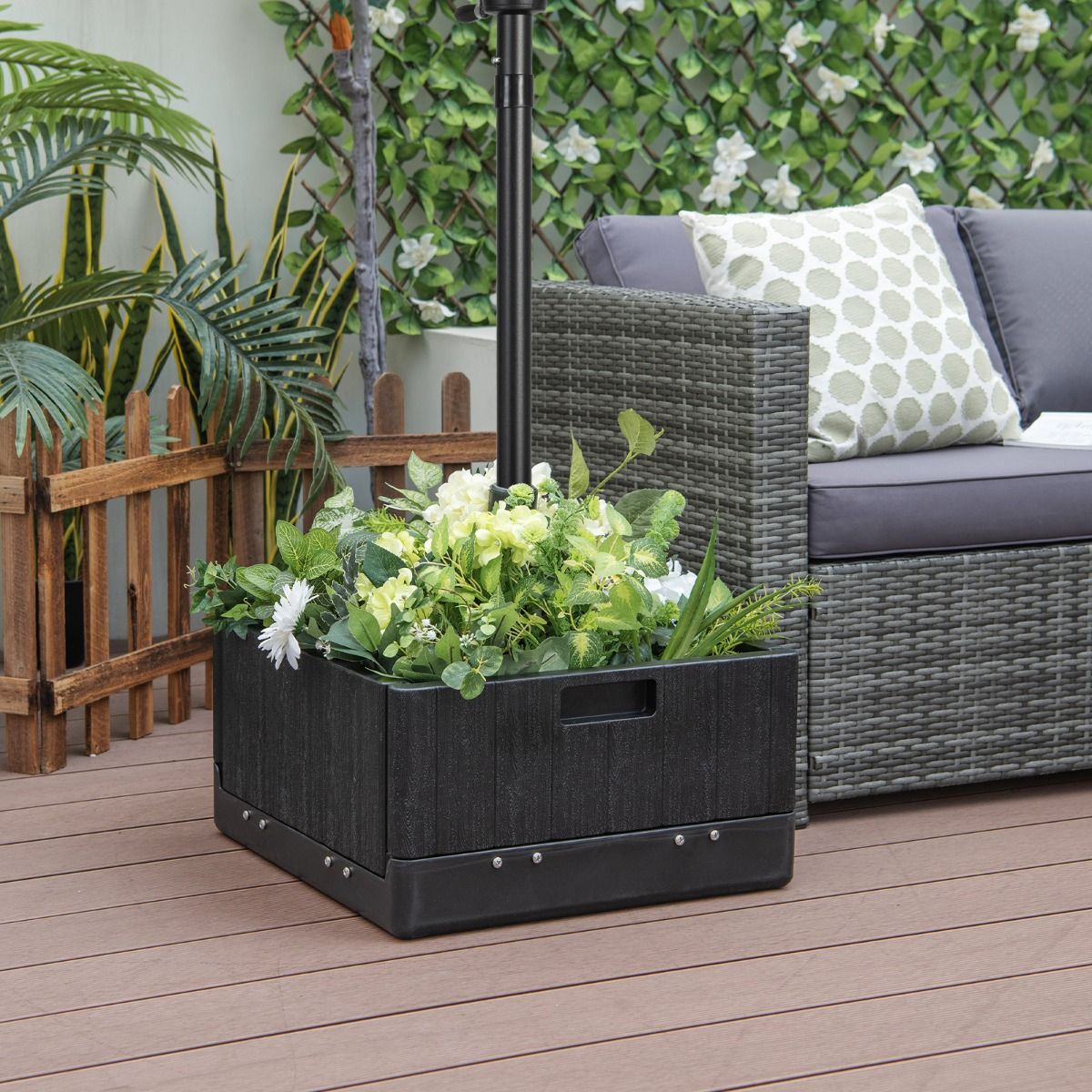 Coast Base de parasol gonflable 80 kg avec plateau et roues 53x53x45 cm Noir