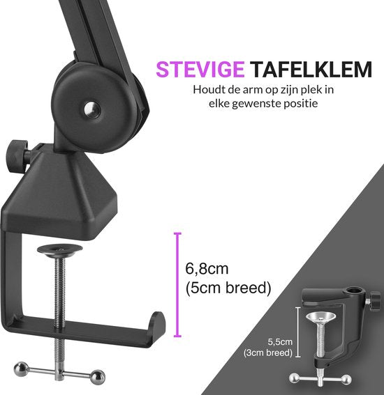Sensic SA 10 Bras de microphone avec filtre anti-pop - Support de microphone - Bras de perche - Trépied - Extra long