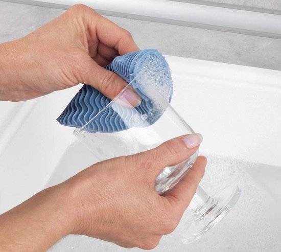 Wenko Éponge 12 cm en silicone bleu/gris, lot de 2
