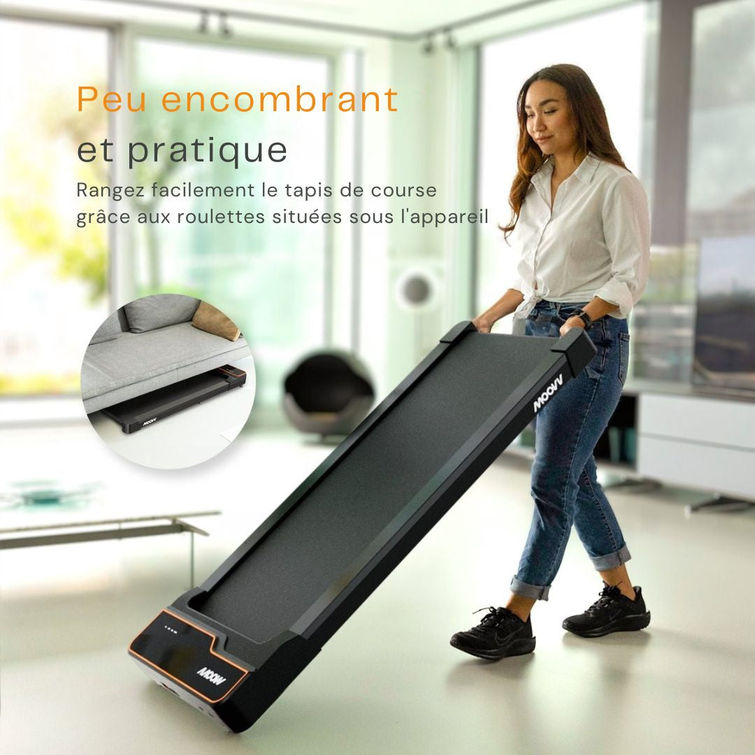 Tapis de course avec fonction d'inclinaison 6% - Moovv SmartStep Pro v2 - pliable - 124 x 64 x 13 cm - Accesoires inclus - noir