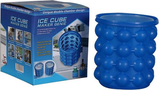 Seau à glace/cubeur de glace - Shop-Story - Refroidisseur de boissons - Seau en silicone 2 en 1 - Bleu