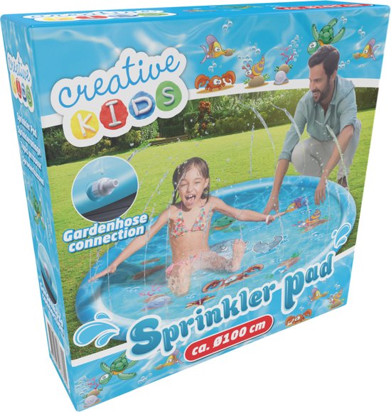 Tapis d'eau Creative Kids Ø100CM - Tapis d'eau avec système de pulvérisation - Bleu