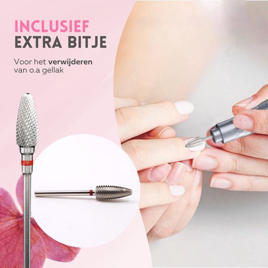 Beeperfect® Lime à ongles électrique sans fil édition Pro - Moulin à ongles - Ensemble manucure et pédicure - Rechargeable - 11 embouts et 60 rouleaux de ponçage - 30,000RPM