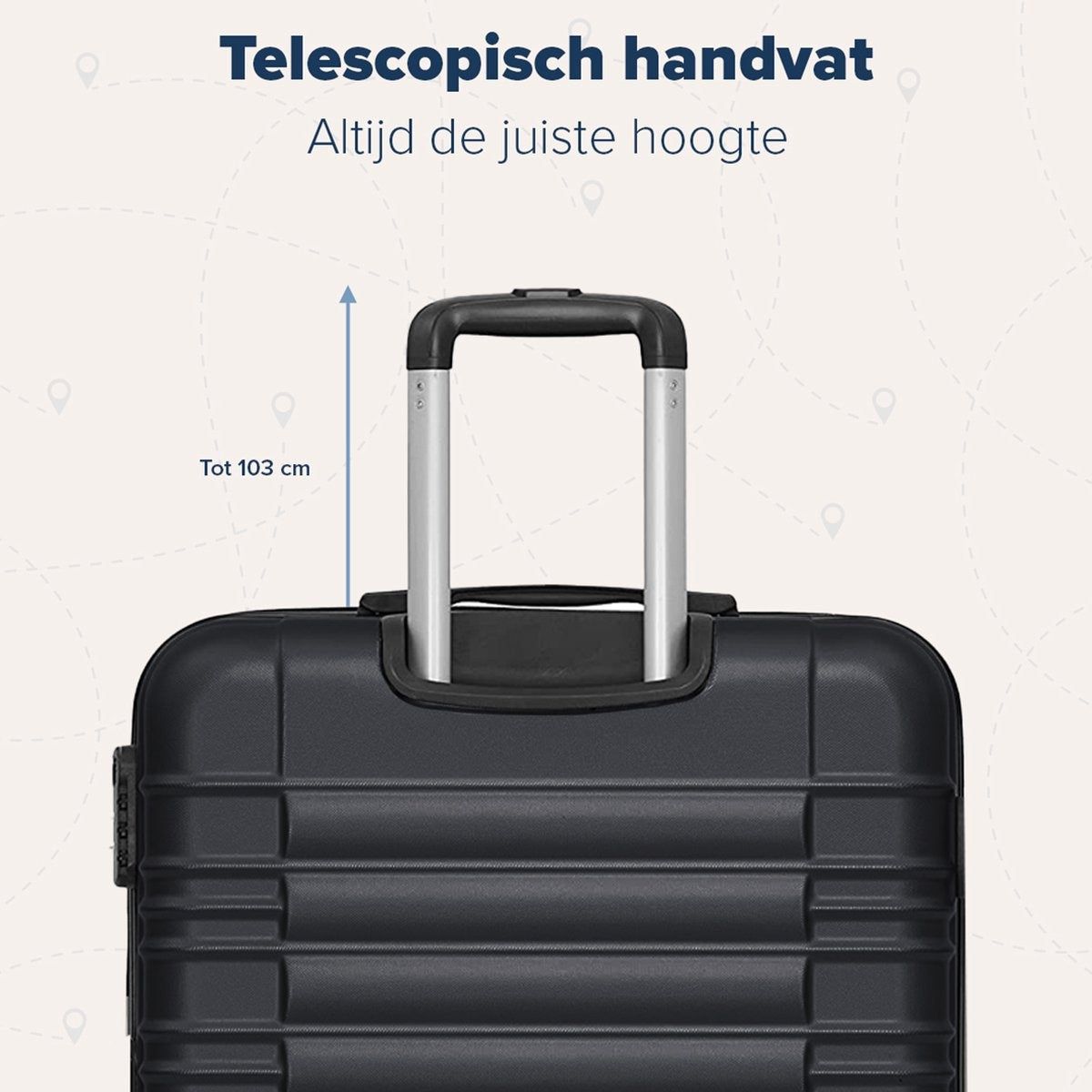 Set de valises -TRVLMORE - 3 pièces - 38L (bagage à main) + 70L + 110L - Noir