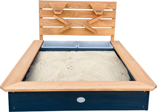 Bac à sable AXI Lina avec bacs à sable et à eau et mur de jeux, couleur anthracite/marron - Sable et eau - Bâche de protection et toile de sol incluses - Garantie de 10 ans !