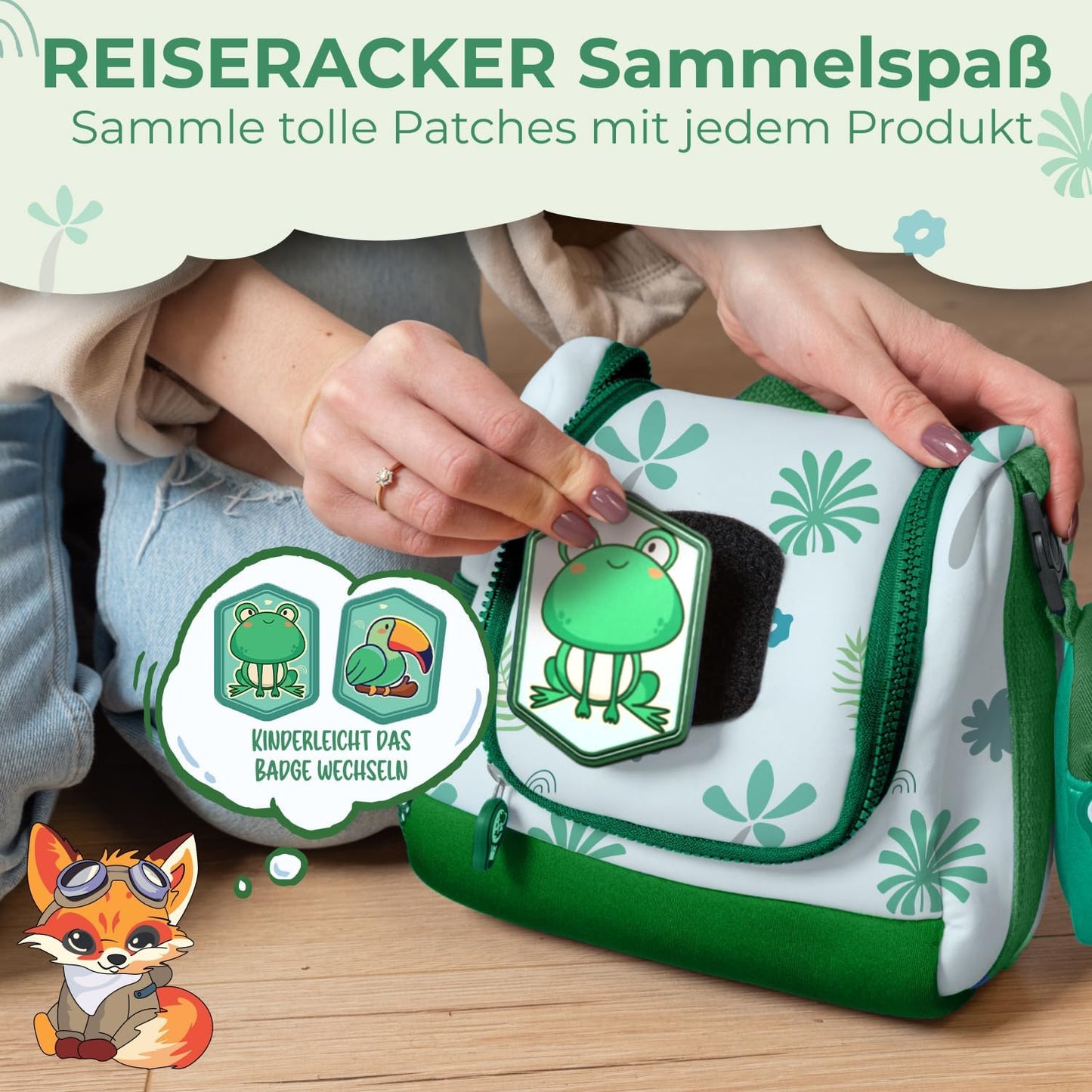 REISERACKER Trousse de toilette pour enfants - 21 x 9 x 18 cm - vert
