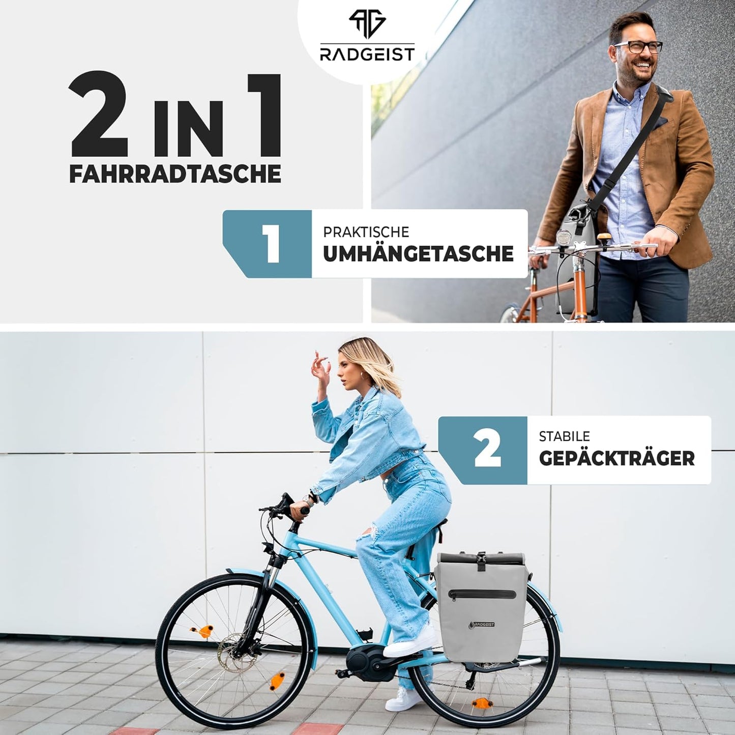 RADGEIST Sacoche pour porte-vélos - Sac pour porte-vélos - Sac à bagages étanche (Reflective 20L, Single)
