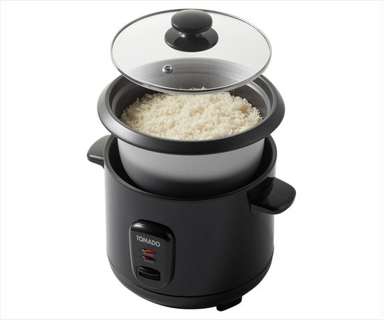 Tomado TRC1001B - Cuiseur à riz - 5 portions - Capacité 1 litre - Fonction maintien au chaud - Revêtement antiadhésif - Sans PFAS - Noir