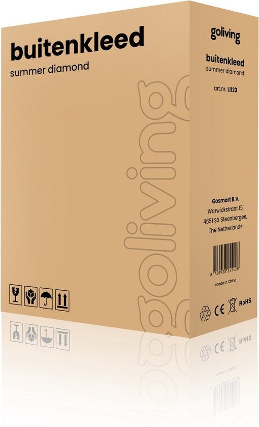 Goliving Tapis d'extérieur Summer Diamond - Tapis de jardin - Tapis d'extérieur - Tapis - Tapis de jardin - Réversible - Sac de transport inclus - 183 x 290 cm - Gris/Blanc