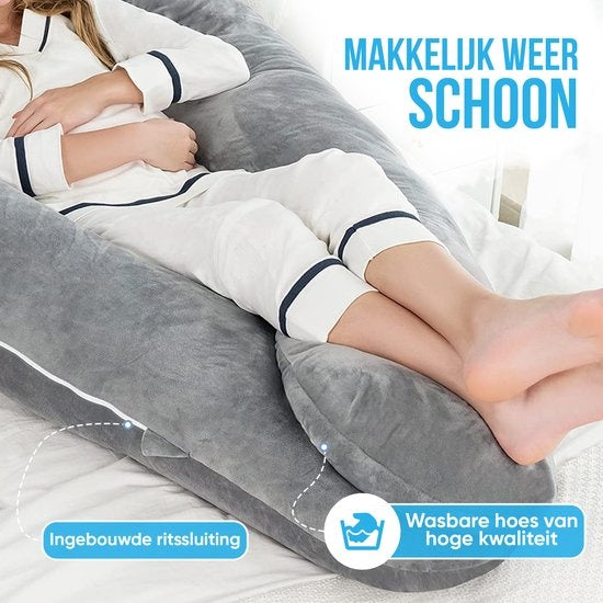 Avalo Oreiller de grossesse 5XL - 330CM - Housse amovible - Oreiller pour le sommeil latéral / Oreiller pour le corps / Oreiller pour le corps / Oreiller d'allaitement
