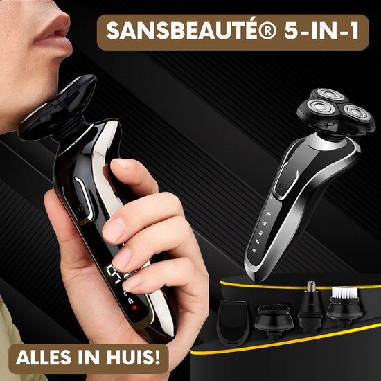 Rasoir électrique 5-en-1 pour hommes avec tondeuse S1110 - Wet & Dry - Tondeuse à barbe - Tondeuse - Tondeuse à nez - 5 accessoires - Rasoir électrique - Étanche