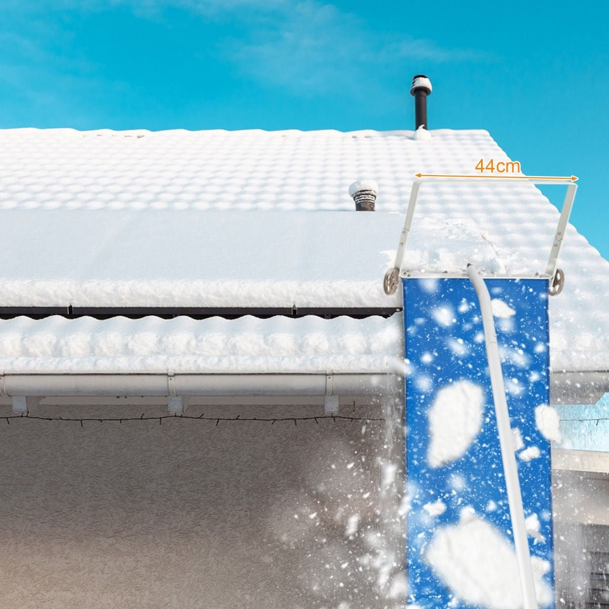 Râteau à neige Coast pour toit - 4 extensions - 151 x 44 x 29 cm - Bleu