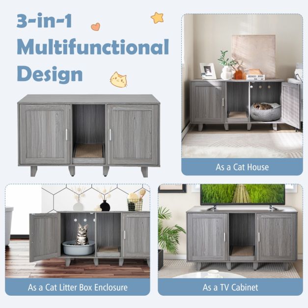 Armoire à chat Coast - 3-en-1 - MDF - Max. 40kg - 120 x 52 x 65 cm - Gris