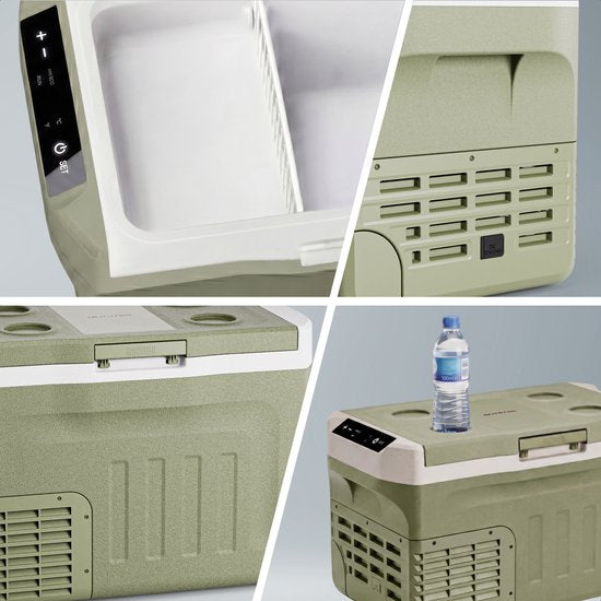 Auronic Electric Cool Box - Compresseur - 30L - 12V et 240 volts - Réfrigérateur de camping - Frigobox Car - Vert