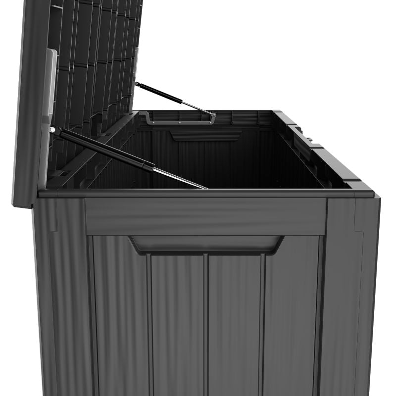 LifeGoods Cushion Box S - 300L - Plastique - Résistant aux intempéries & Ressort à gaz de luxe - Noir