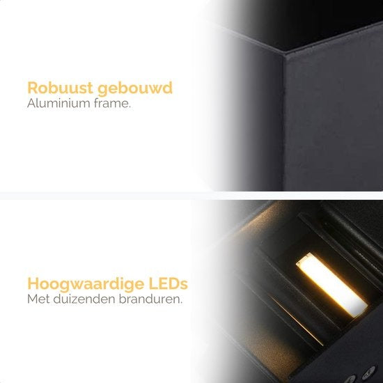 Goliving buitenlamp met bewegingssensor – Wandlamp zwart binnen en buiten – Kubuslamp industrieel – Waterdichte LED-verlichting - Energiezuinig en roestvrij