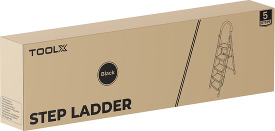ToolX Escalier de maison - Escalier de cuisine - Acier - 5 marches - Pliable - Antidérapant - Pliable - Noir