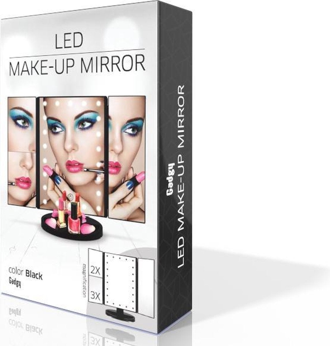 Gadgy Make Up Spiegel met Verlichting - Cosmetica Spiegel - Scheerspiegel - Staand met 2 Vergrootspiegels - op Batterijen of USB (kabel incl) - Cadeau voor Vrouw