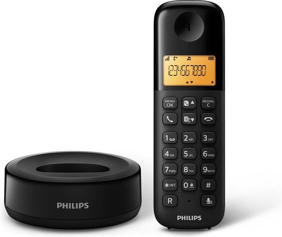 Philips D1602B/01 Téléphone résidentiel - Téléphone DECT - 2 combinés - Noir
