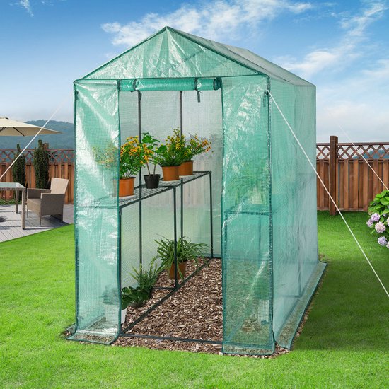 Serre Gardebruk 2.23m² - 4 étagères et 4 fenêtres - 190x186x120cm