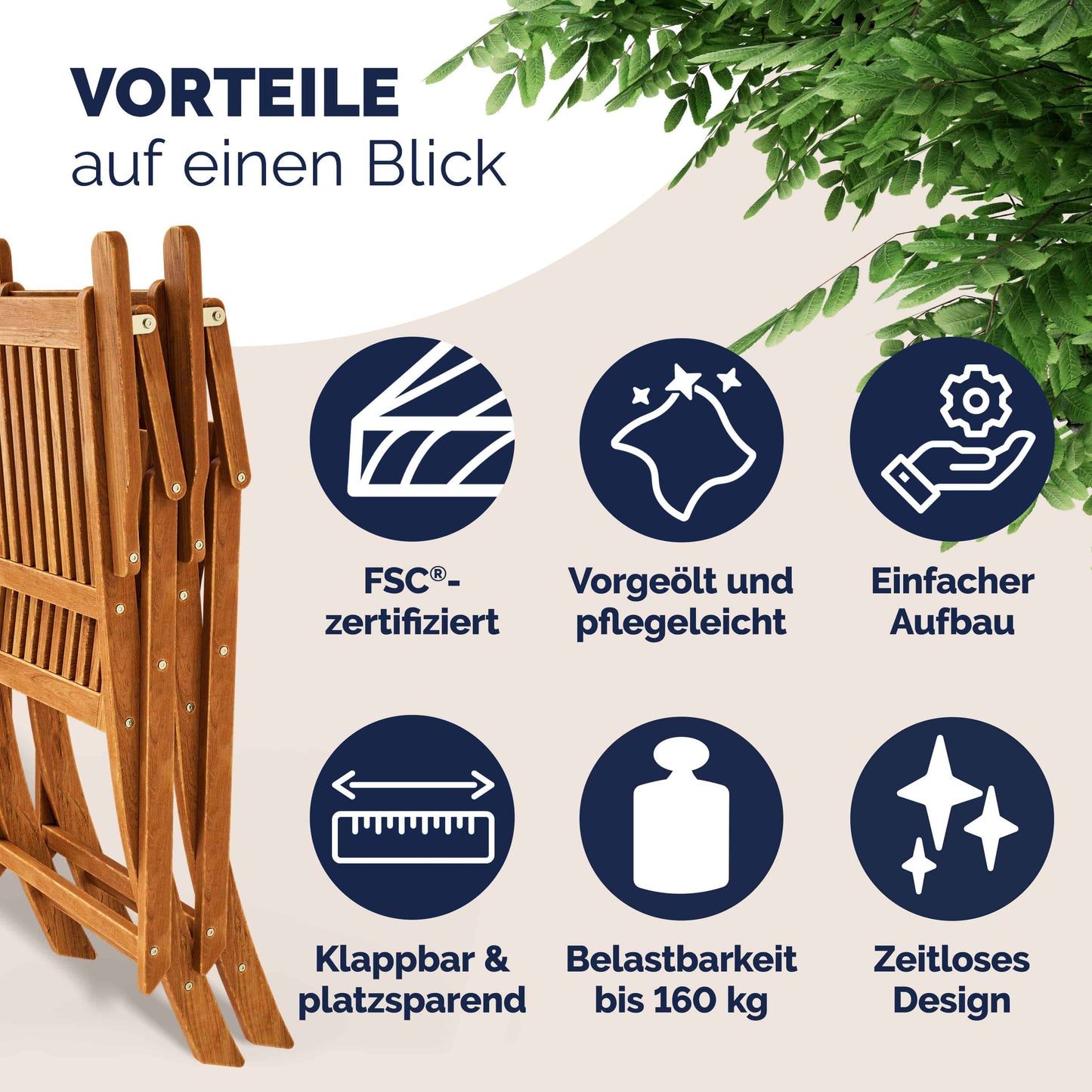Casaria Chaises de jardin Sydney, lot de 2 – Bois d'acacia – 92 x 54 x 59 cm – Marron