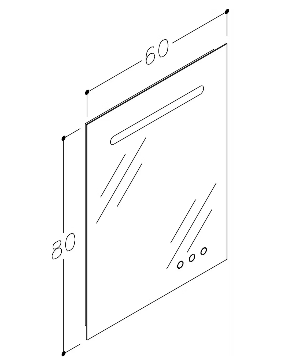 Miroir de salle de bain intelligent Kame Match - 60 cm - Gris mat - Avec éclairage LED, haut-parleurs Bluetooth et fonction anti-buée
