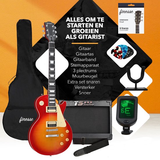 Guitare électrique Finesse avec amplificateur Rouge/Orange