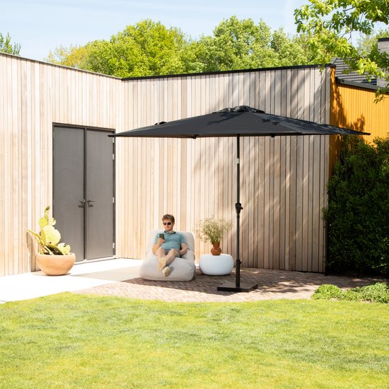 VONROC Premium Parasol Rapallo 200x300cm - Parasol durable - Inclinable - Toile résistante aux UV - Anthracite/Noir - Housse de protection incluse