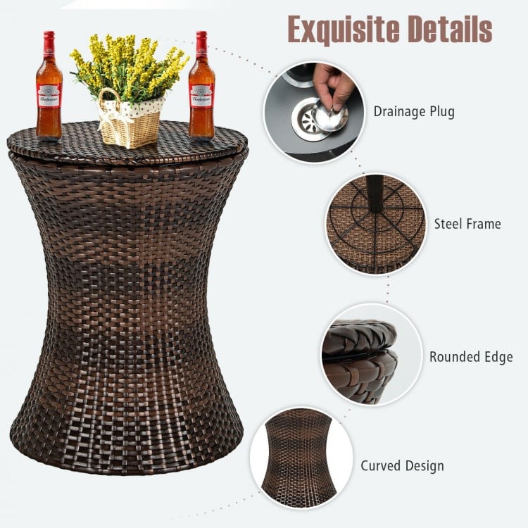 Table de bar cooler réglable en hauteur - Marron - 17,5 x 17,5 x 22,5 -37,5 (L x l x H)