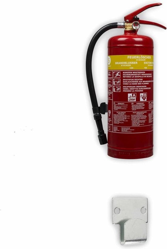 Smartwares FEX-15230 - Extincteur à mousse 3 L - Avec support de fixation - Classes d'incendie A et B - Certifié BSI