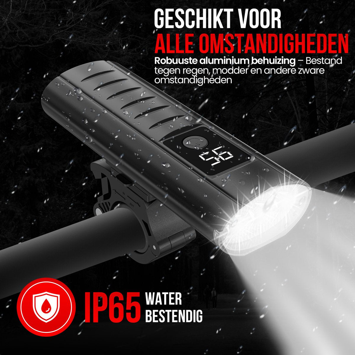 Strex Bicycle Light Set - LED 1600 Lumen Front and Rear Light - USB Rechargeable - Waterproof - Includes Powerbank function