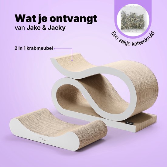 Jake and Jacky Scratching Cardboard for Cats 2 in 1 Model - Scratching Post Cardboard - Scratching Board - Scratching Basket - Scratching Furniture - Cardboard Scratching Mat - Cat Basket - Cat Bed - 60x24x34cm