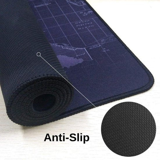 Tapis de bureau professionnel avec carte du monde | Tapis de souris XXL | Tapis de jeu | Tapis de bureau | Antidérapant | Noir - 70x30