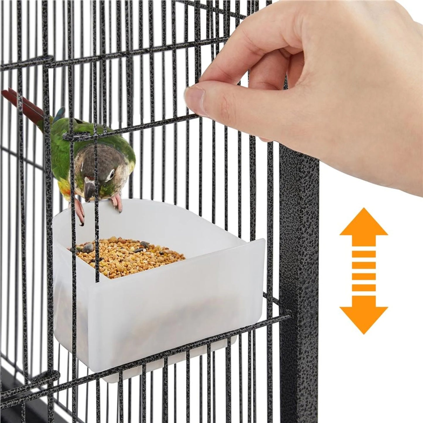 Yaheetech Cage à oiseaux avec toit ouvert - 45,5 x 45,5 x 79 cm - avec roues amovibles et tiroir inférieur extractible et revêtement en poudre martelée - pour perruches et canaris - métal noir et bois