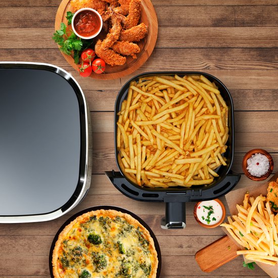 alpina Airfryer 4.5L- Friteuse à air chaud pour 3 à 4 personnes - Friteuse à air avec affichage numérique - Température réglable de 80°C à 200°C - Minuterie jusqu'à 60 minutes - Friteuse à air chaud 1450W