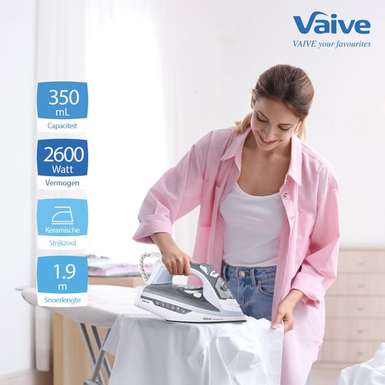 VAIVE SteamMaster 2600 - Fer à vapeur - Fers à vapeur - 2600W - 350 ML - Fonction Spray et Steam blast