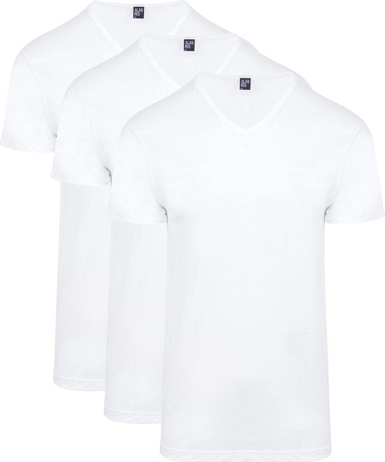 Alan Red - Lot de 3 t-shirts Vermont à col en V, blancs - Homme - Taille XL - Coupe classique