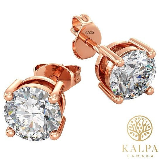 Boucles d'oreille - Yolora - Avec cristaux Kalpa Camaka - Couleur rose - Plaqué or rose 18K