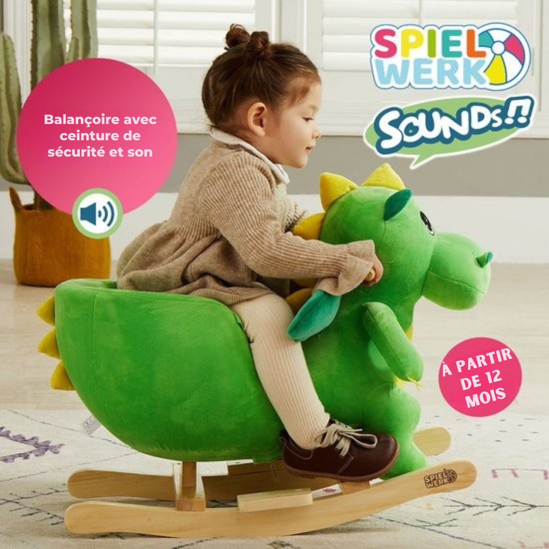 Spielwerk Fauteuil à bascule enfant dino avec ceinture de sécurité