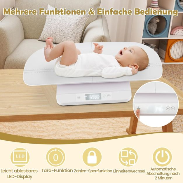 Coast Baby Scale Digital White - Pèse-bébé avec plateau de mesure amovible et affichage LED - 61 x 33 x 8 cm