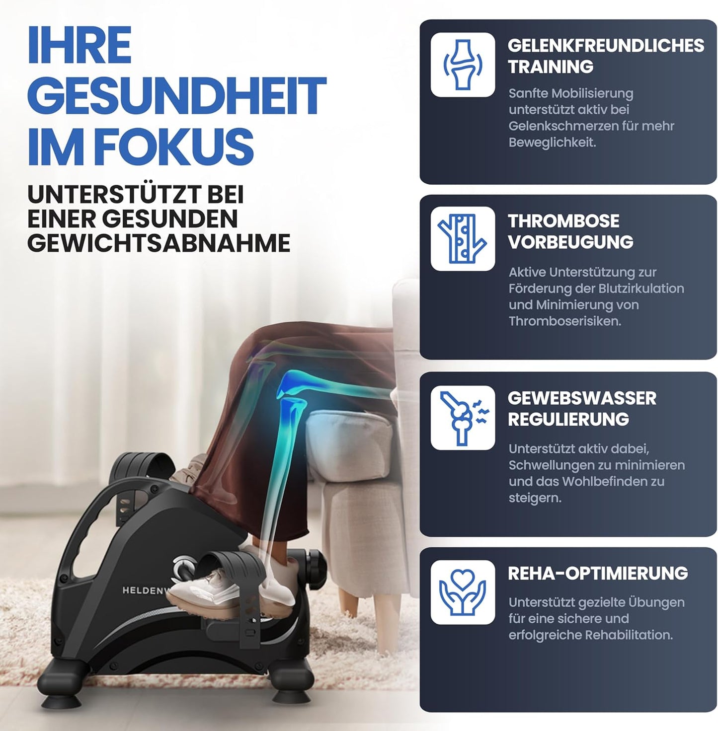 Heroism Pedal Trainer - Tapis antidérapant - Seniors - 44x40x30cm - Noir