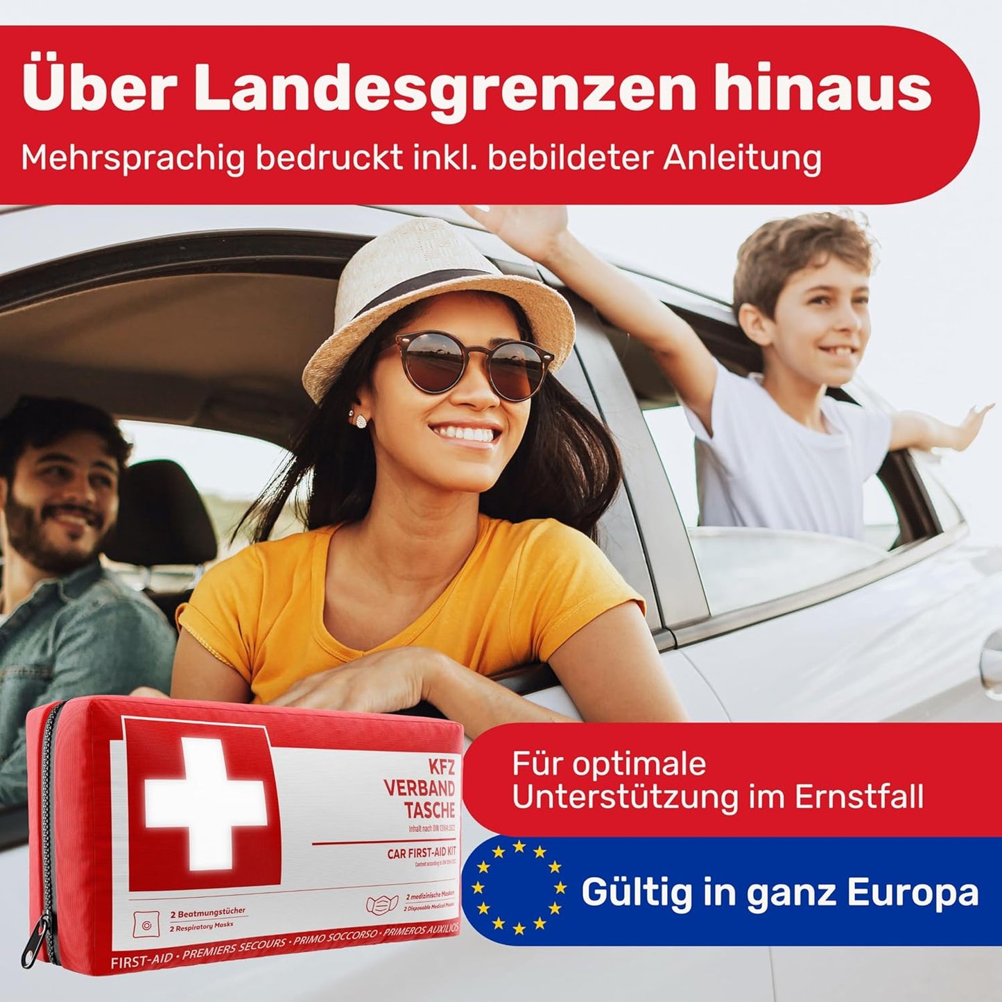 Heroism Car Bandage Bag - DIN 13164:2022 - Trousse de premiers secours approuvée par l'Europe pour les voitures