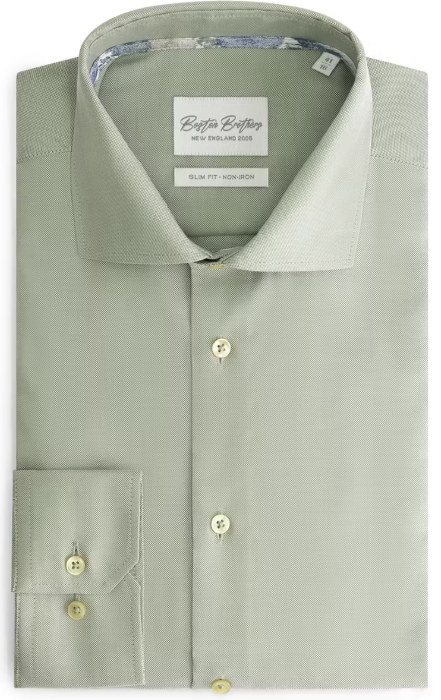 Boston Brothers Non Iron Shirt - Hommes | Slim Fit, Wide Spread Collar | Oxford Cotton BBO35S110