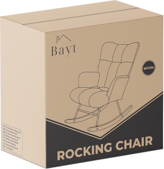 Bayt Fauteuil à bascule - Fauteuil - Fauteuil à bascule pour chambre de bébé - Fauteuil de détente - Blanc