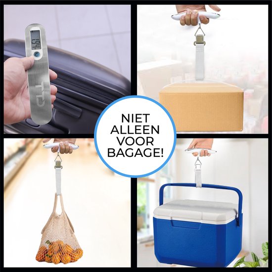 TTD® Pèse-bagages - Jusqu'à 50 kg - Pèse-bagages - Pèse-bagages - Pèse-bagages suspendu - Pèse-bagages numérique - Pèse-bagages - Voyage en avion - kg/g/lbs/oz - Piles incluses - Blanc