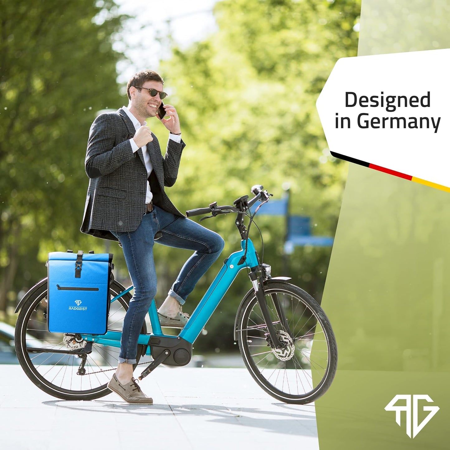 RADGEIST 3in1 bike bag for carrier - sac à dos pour vélo - sac de transport - sac à bandoulière - avec compartiment pour ordinateur portable - étanche - 25L - bleu