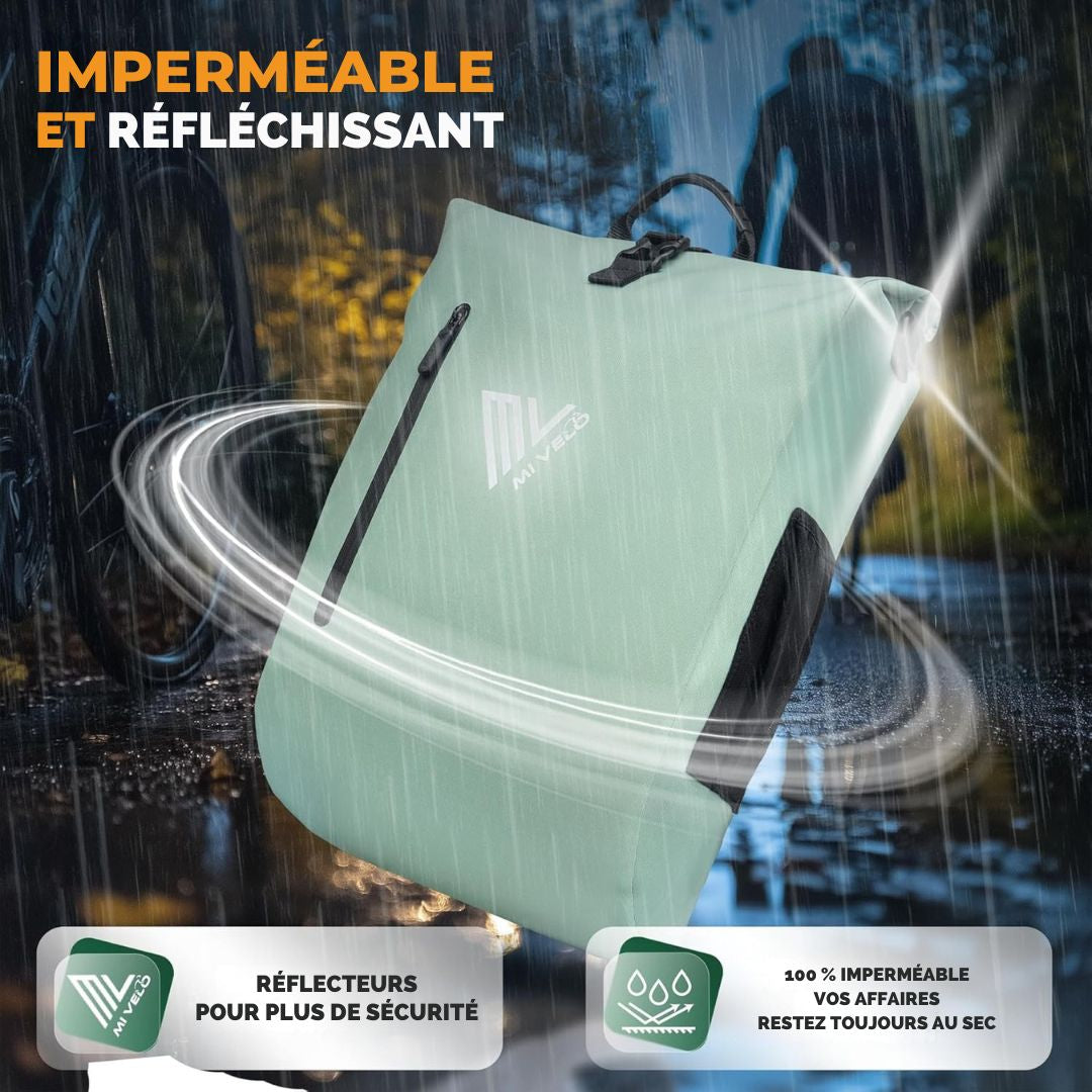 Sacoche étanche 3 en 1 - MIVELO - avec compartiment pour ordinateur portable - sans PVC - 20L - vert menthe
