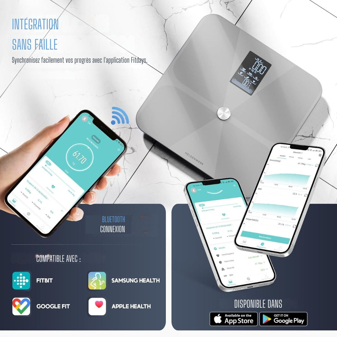 Balance Heroism Heldenwerk- Numérique - 180KG - Bluetooth - Gris