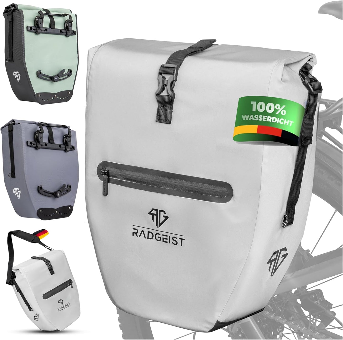 RADGEIST sacoche pour porte-vélo - sac pour porte-vélo - sac de transport sac à bandoulière étanche (Reflective 28L, Single)